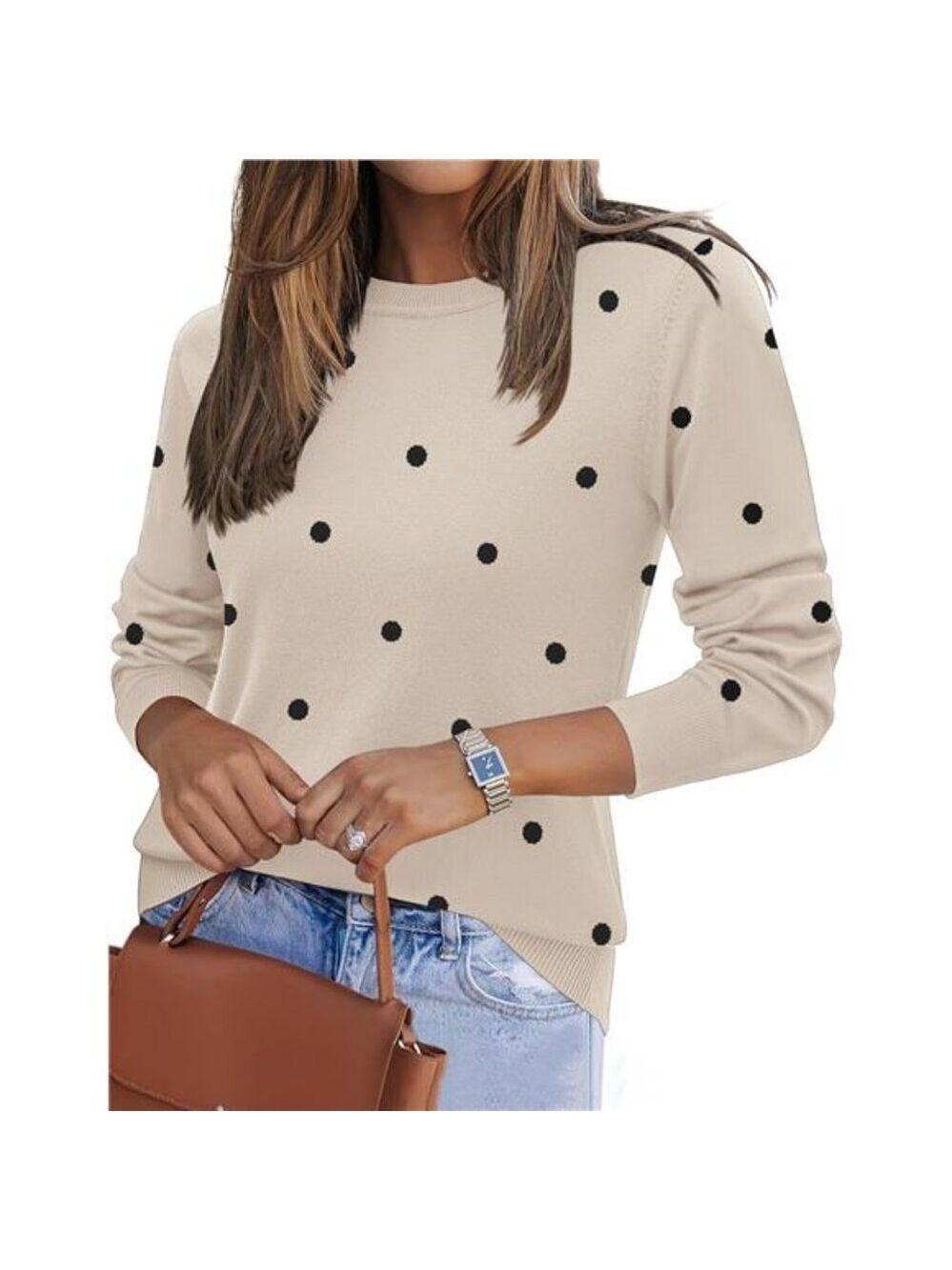 Womens Fall Sweater Long Sleeve Crew Neck Pullover Knit Top Casual Dressy Shirt